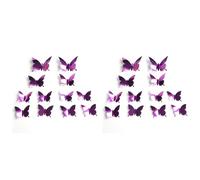 GIWFBQTR 24 Pcs Nouveau Arriver Miroir 3D Papillon Stickers Muraux Parti de Mariage Decor Bricolage Decorations pour Violet