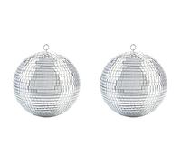 GIWFBQTR 2X Effet D'éclairage de Scène Coloré 8 Pouces 20 cm Boule de Paillettes Miroir Disco Léger Argent Décor de Fête de Noël