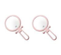 GIWFBQTR 2X Loupe Portative 10X, Miroir de Maquillage Pliant Double Face, Miroir Portatif avec PoignéE RéGlable (Rose)
