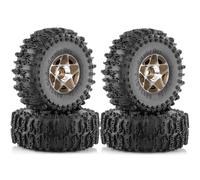 GIWFBQTR 4 Pièces 63 mm 1,0 Pouce en Métal Beadlock Roue Pneu Ensemble pour 1/18 1/24 RC Crawler Voiture TRX4M SCX24 AX24 FCX24 Pièces de Mise à Niveau Marron