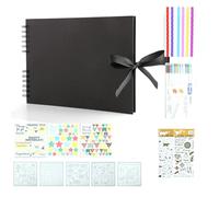GIWFBQTR Albums Photos 80 Pages Noires, Livres de Mémoire, Papier A4, Bricolage, Scrapbooking, Photo, Cadeau d'anniversaire pour Enfants, Noir