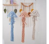 GIWFBQTR Attrape-Rêves Bohème en Macramé, Ornement Tissé à la Main avec Guirlande Lumineuse, Attrape-Rêves en Méduse pour Décoration Suspendue C