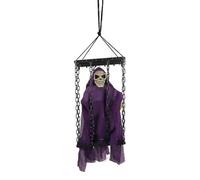 GIWFBQTR Décoration Extérieure d'halloween Squelette Fantôme Ornement Animé avec des Yeux Éclairés Rire Effrayant Halloween Suspendu B