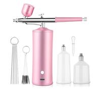 GIWFBQTR Kit Aérographe avec Compresseur, Seringue à Oxygène à Buse de 0,3 mm, pour Hydratation de la Peau, Nail Art, Tatouage, Peinture, Maquillage, Gâteau