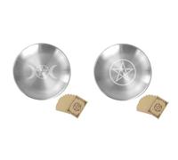 GIWFBQTR Plateau de Rangement Décoratif en Métal à Motif Pentagramme et Lune Adapté Aux de Tarot et à la Décoration Rituelle