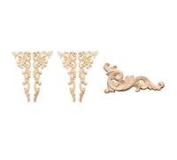 Giwnhvx 1 autocollant en bois sculpté pour coin 12 x 6 cm et 4 pièces de 20 x 10 cm en bois moderne cadre mural porte d'angle