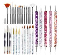 Giwnhvx 1 ensemble d'outils de brosse à ongles avec manche en cristal acrylique UV gel ongles pinceaux sculpter paillettes stylo manucure bricolage outil d'art des ongles