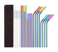 Giwnhvx 1 lot de pailles en acier inoxydable avec bouche en silicone, brosse à paille en métal, facile à installer, multicolore