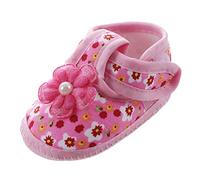 Giwnhvx 1 Paire Doux Chaussure Infantile Filles Fleur Imprimé Tissu Bottes Berceau Chaussures Cadeau, Rose 10.5 Cm UK1,5=US2,5