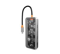 Giwnhvx 1 PCS Station d'accueil Gigabit 10-en-1 HUB de Type C Compatible USB Lecteur de Carte SD RJ45 HUB USB 3.0 en Plastique Gris