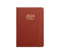 Giwnhvx 1 pièce 2024 Carnet A5 Agenda anglais avec sangle pour cahier
