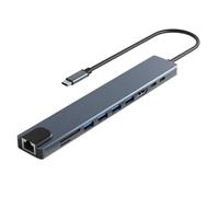 Giwnhvx 10 en 1 USB C HUB 4K30Hz Station d'accueil Type C A HDTV-Compatible RJ45 Ethernet PD100W