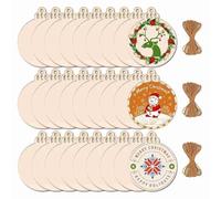 Giwnhvx 100 Pièces de Boules de Noël Rondes en Bois pour Sapin de Noël, Décoration à Suspendre, Ornements Artisanaux pour Enfants