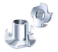 Giwnhvx 100pcs 1/4-20 Écrous en T Écrous en T à 4 Mâchoires pour Boulons et Roulettes Pivotantes pour Matériel de Travail du Bois Écrous 1/4 20 Écrous