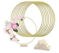 Giwnhvx 10pcs 12In Metal Floral Hoop Centre de Table avec Support pour Table, Macrame Gold Wreath Ring Centerpiece Table Decorations
