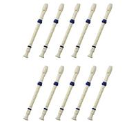 Giwnhvx 10X Étudiants en Plastique 8 Trous Soprano Enregistreur Flûte Beige Bleu avec Bâton de Nettoyage