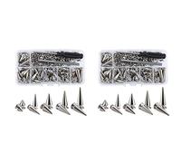 Giwnhvx 140 Ensembles de Pointes et de Goujons de Forme Mixte en Argent Cône Croc Spikes Kit de Rivets en Cuir pour Vêtements Chaussures Ceintures Bricolage