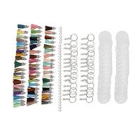 Giwnhvx 144 PièCes SéRies Disques Transparents Acryliques Porte-CléS Vierges Porte-CléS Cercle et Porte-CléS Pendentif Gland pour Projet de DIY et Artisanat