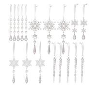 Giwnhvx 18 Pcs D'Ornements de Noël en Cristal Flocons de Neige Acryliques Décorations de Sapin de Noël Décorations Cristallines pour