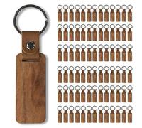 Giwnhvx 180 Pièces Porte-Clés en Bois Vierges Étiquettes en Bois Porte-Clés en Bois Blanc Porte-Clés Rectangulaire en Bois