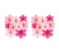 Giwnhvx 18X Ensemble de Fleurs en Éventail en Papier Rose, Décorations de Fête, Éventails en Papier, Pompons Floraux et Guirlandes pour Mariages, Anniversaires
