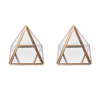 Giwnhvx 2 boîtes à bijoux en verre boîte décorative géométrique porte anneaux pyramide en verre géométrique pour cadeau d'anniversaire de mariage S