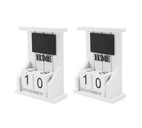 Giwnhvx 2 calendriers de bureau en bois - calendrier perpétuel avec affichage de la date du mois, décoration pour bureau à domicile (blanc)