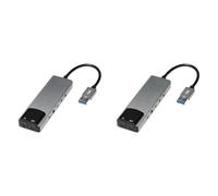 Giwnhvx 2 cartes son pour ordinateur 6 en 1 carte son externe USB 5.1 convertisseur audio multifonction pour ordinateur portable carte son en aluminium