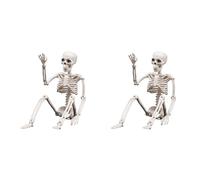 Giwnhvx 2 décorations de squelette d'Halloween - Squelette mobile en plastique - Squelette complet du corps avec articulations mobiles