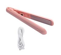 Giwnhvx 2 en 1 Bigoudi à Double Usage, Mini Fer à Lisser, Fer à Friser de Voyage, Mini Bigoudi USB Portable Rose