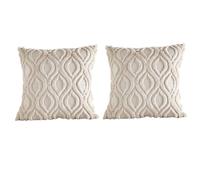 Giwnhvx 2 housses pour coussins décoratifs en peluche douce courte en velours pour coussins Boho housses neutres pour canapé chambre à coucher beige