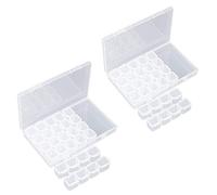 Giwnhvx 2 Pcs Boîte de Rangement Organisateur,Boîte à Bijoux Boucles D'oreilles Détachables Collier Perles Nail Art avec Strass Plateau Rangement Organisateur Vitrine 28 Grilles