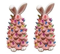Giwnhvx 2 Pièces Résine Artisanat Lapin Décoration de Pâques Ornements de Décoration Intérieure Facile à Installer