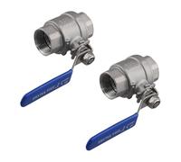Giwnhvx 2 Pièces Vanne à Bille En Acier Inoxydable 304 Vanne à Bille À Passage Plein 2P Valve Femelle Vannes avec Poignée En Vinyle DN20