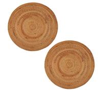 Giwnhvx 2 sets de table tressés en rotin, sets de table ronds, sets de table antidérapants résistants à l'eau, dessous de plat en osier, dessous de plat pour assiettes