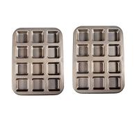 Giwnhvx 2 x 12 moules carrés pour mini pain, hamburger, muffins, cupcakes, pour la maison, antiadhésifs, plateaux, outils de pâtisserie (doré)
