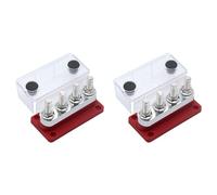 Giwnhvx 2 x 600 A Bus Bar 4-Stud (3/8 Pouce) M10 Bornier Barre Bus en Cuivre Haute Courant Marine DC 12 V 24 V 48 V avec couvercle (rouge)