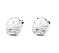 Giwnhvx 2 x Robot aspirateur intelligent à faible bruit balayeuse pour sols attrape la poussière pour tapis, couleur blanche