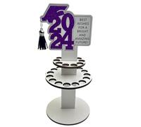 Giwnhvx 2024 Nouveau Portefeuille Cadeau de Remise des Diplômes Portefeuille en Bois Ornement pour Décoration de Bureau Porte-Monnaie Cash Félicitations Carte Violet + Blanc