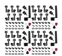 Giwnhvx 24 Pièces Guitare Accordage Pegs Clés 3 Gauche 3 Guitares Machines Boutons avec Sangle Bouton Verrouiller Choix et Enrouleur pour Guitare (Noir)