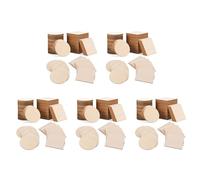 Giwnhvx 250 PièCes Tranches de Bois Pouces PièCes de Bois Non Finies CarréEs et Rondes en Bois pour Bricolage Caboteur Arts Peinture Teinture Artisanat