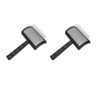 Giwnhvx 2X Brosse à Lisser Ferme pour Chiens - Brosse à Lisser Extra Longue pour Chien de Grande Taille, Brosse MéTallique et DéMêLage (Noir)
