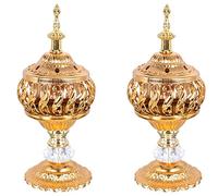 Giwnhvx 2X Brûleur D'Encens Encens Bakhoor Charbon de Bois Brûleur D'Encens en Métal Arabe Encensoir Décor de Bureau
