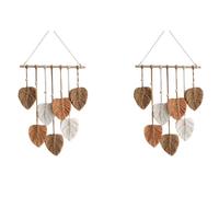 Giwnhvx 2X Chic Boho Macrame Décoration Murale Glands En Fil Fait Une Main Tressé Wall Art Feuille Tapisserie Décoration Bohème C