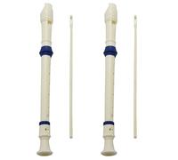 Giwnhvx 2X Étudiants en Plastique 8 Trous Soprano Enregistreur Flûte Beige Bleu avec Bâton de Nettoyage