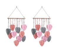 Giwnhvx 2X Feuille Macramé Tenture Murale Boho Room Home Decor Tissé Tapisserie Murale EsthéTique Home Room DéCoration de Mariage Rose
