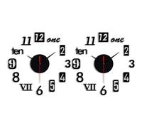 Giwnhvx 2X Horloge Murale Bricolage - Décor D'Horloge Murale Miroir 3D Moderne, Horloge à Chiffres Romains - Horloge Autocollant Mural Décor de Chambre à Noir