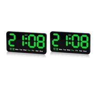Giwnhvx 2X Horloge Murale NuméRique, 9,5 Pouces, RéVeil LED avec Gros Chiffres, Double Alarme, pour Salon, Chambre à Coucher, DéCoration de Salle de Classe