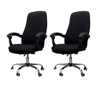 Giwnhvx 2X Housse de Chaise de Bureau Housse de Chaise de Bureau Siamois éLastique Chaise Pivotante Fauteuil D'Ordinateur Housse de Protection (Noir)