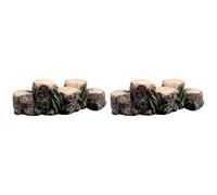 Giwnhvx 2X Jardin de Fée Miniature Ornement de Pont de Souche d'arbre Figurine DIY Pot de Plante Maison de Poupées Décoration Extérieur Décoration de